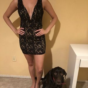 Cute lace low v neck dress